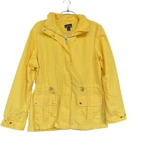 Lands' End Jacket Womens Large Yellow Mesh Lined Windbreaker Zip Front Pockets